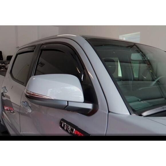Door Vent Visors Rain Guard for 2005-2023 Toyota Tacoma 4DR Double Cab 4PC SMOKE - Picture 3 of 4